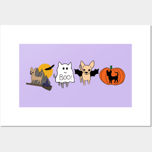 Lilac Halloween Chihuahuas - Smooth coat chihuahuas - Halloween Chihuahua Tee Posters and Art